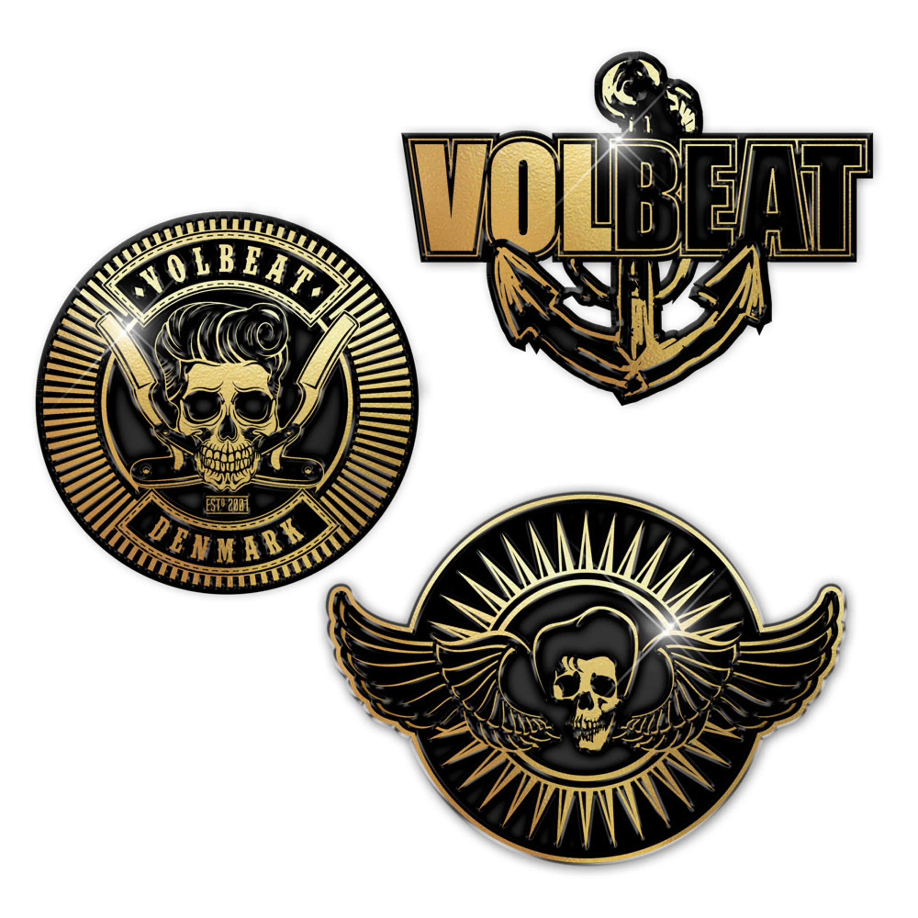 Volbeat Online Store Anchor And Skulls Volbeat 3er Pin Set